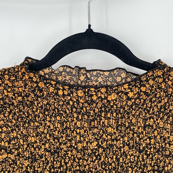 Allegra K Women's Floral Ruffle Neck Long Sleeve A-Line Smocked Dress Size M - Picture 10 of 14